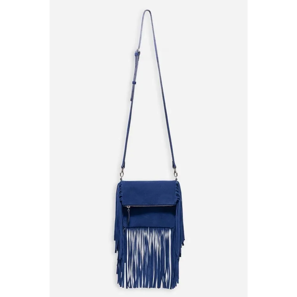 NWT Johnny Was OCEANO ITALIAN SUEDE FOLDOVER FRINGE CROSSBODY Bag Festival Boho
